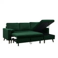 thumbnail image 5 of 88" Convertible Sectional Sofa with Pull-Out Bed, Modern Tufted Velvet Upholstered Corner Sofa Bed with Reversible Storage Chaise and 2 Pillows, 3-seat L-Shaped Sofa Couch for Living Room Office Green, 5 of 7