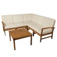 thumbnail image 1 of Outsunny 6 Pc Outdoor Patio Sectional Set, Cream Acacia Wood, 1 of 8