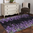 thumbnail image 4 of Rectangle Rug 3x5ft Area Rug,Spring Purple Lavender Flower Area Rugs for Living Room Bedroom,Watercolor Floral on Black Floor Mat Non-Slip Non-Shedding Carpet Indoor Accent Rugs, 4 of 9