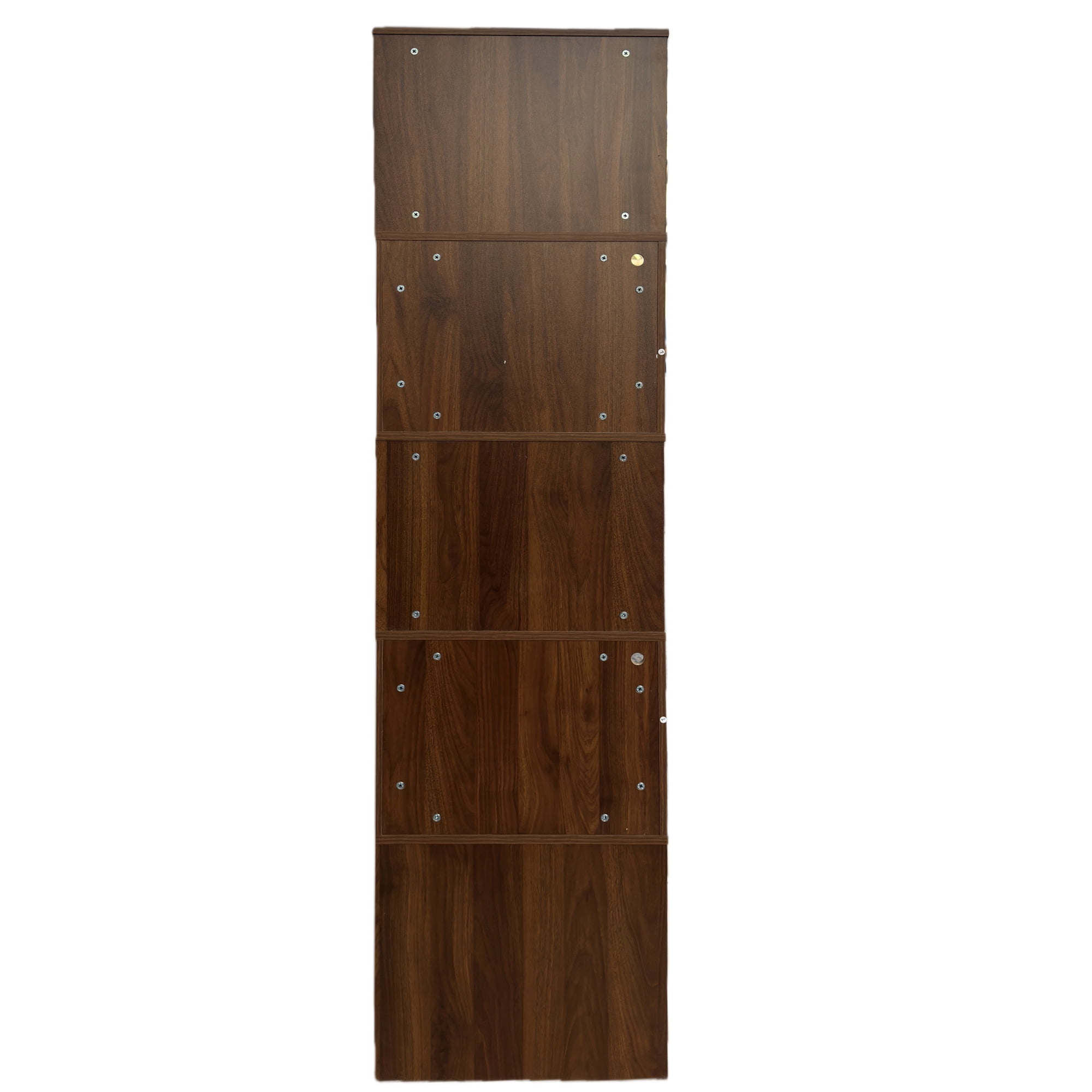 Corner Bookshelf 4-Tier L-Shaped Display Shelf with LED Lights for Home Office, Walnut