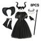 thumbnail image 4 of Disfraz de maléfica de Halloween para niñas, vestido de tutú de reina de bruja oscura gótica negra con capa de plumas, vestido de hada de la Reina Malvada, 4 of 5