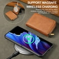 thumbnail image 4 of 2 in 1 Detachable Wallet Case for Samsung Galaxy Z Flip 6, Classic PU Leather Card Slots Kickstand Zipper Pocket Shockproof Phone Case Cover Compatible with Magsafe for Galaxy Z Flip 6 - Blue, 4 of 8