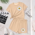 thumbnail image 6 of CYRBOKO Girls Summer Outfit Sets, Gift Short Sleeve Elastic Waist Casual T-Shirts and Shorts Beige Size 7-8 T, 6 of 8