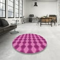 thumbnail image 4 of Ahgly Company Machine Washable Indoor Round Transitional Deep Pink Area Rugs, 6' Round, 4 of 7