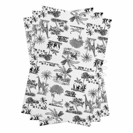 Tiger Giraffe Kitchen Towels Set of 3 Water Absorbent Dish Towel Animals Vintage Black White Forest Decorative Hand Towels - Quick Drying Cloth for Cooking Baking 18x28 Inch