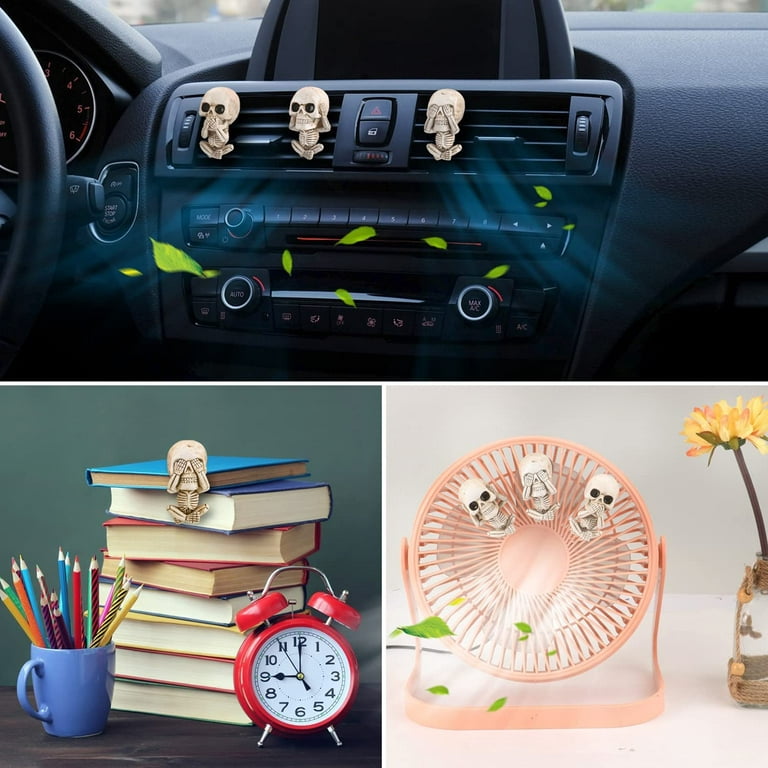 Cute Car Air Fresheners Dashboard Decorations for Men Women, Vintage Skeleton Car Decor Accessories, Auto Office Home Aromatherapy Essential Oil