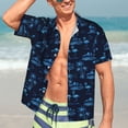 thumbnail image 5 of Lsque BLUE Flamingo Birds pattern Hawaiian Shirt for Men, Unisex Summer Beach Casual Short Sleeve Button Down Shirts-Large, 5 of 9