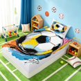 thumbnail image 2 of Manfei Sport Twin Fitted Sheet, Graffiti Soccer Bedding, White Blue Yellow 2 Pieces, 1 Fitted Sheet and 1 Pillowcase, 2 of 6