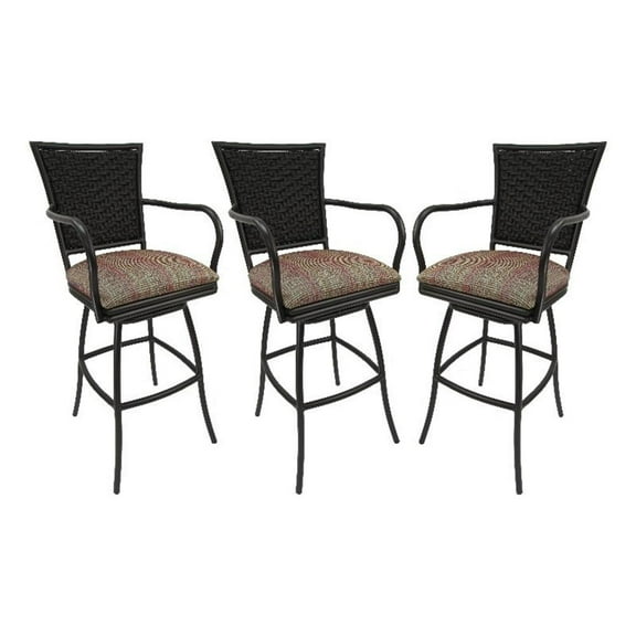 Set of 3 - Outdoor Indoor Extra Tall 34" Bar Stool - Erin on Black Frame