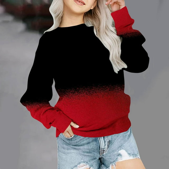 LSLJS Girls' Crewneck Sweatshirts Casual Oversized Long Sleeve Pullover Tops Cute Sweater