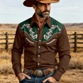 thumbnail image 2 of xfsWaSs Men's Western Cowboy Shirt Vintage Print Long Sleeve Shirts Slim Fit Casual Button Down Shirts Cowboy Blouses Festival Outfit Fashion Tops, 2 of 4