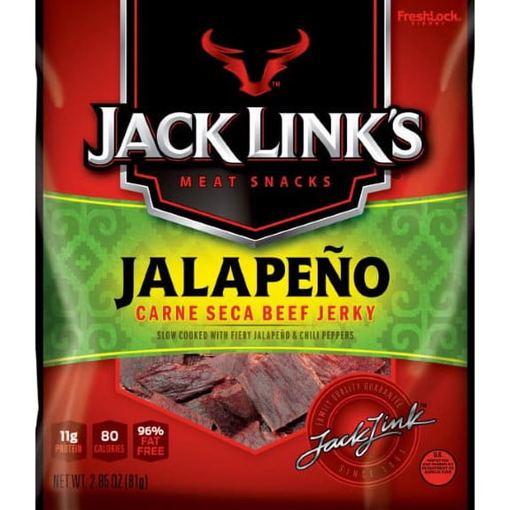 Jack Link's Carne Seca Beef Jerky Jalapeno 2.85 oz (Pack of 16)