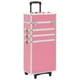 thumbnail image 2 of vidaXL Make-up Trolley Aluminum Cosmetic Beauty Case Suitcase Pink/Silver, 2 of 15