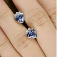 thumbnail image 3 of 2Ct Trillion Cut Blue Tanzanite Diamond Halo Stud Earrings 14K White Gold Finish, 3 of 3
