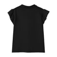 thumbnail image 4 of Lumtrix Girls Short Sleeve Polo Shirt Kids Cute Flying Ruffle Sleeve Collar School Uniform Shirts Tops 5-14 YearsBlack 140, 4 of 8