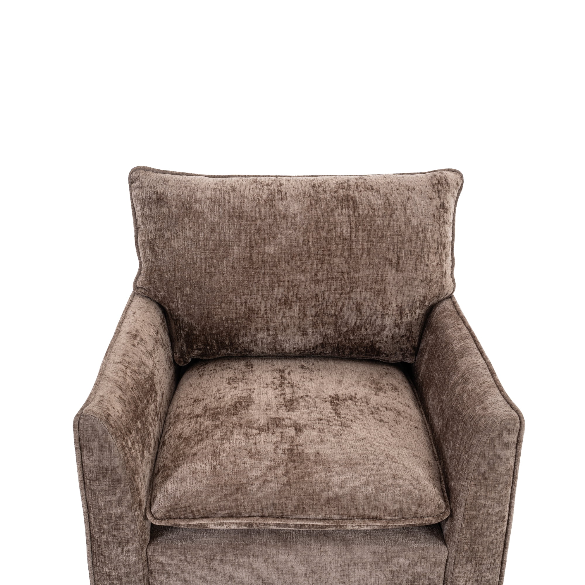 GARITIN 360° Swivel Accent Chair, Comfy Single Square Sofa Armchair, Upholstered Club Chair for Living Room Bedroom Reading Room, Chenille Fabric, Brown