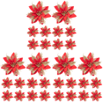 thumbnail image 1 of Flor de Pascua artificial con purpurina de 5,51 pulgadas para decoración de árboles () oro rojo 10 Uds., 1 of 2