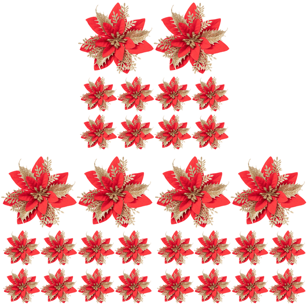 Pascua Artificial Con Purpurina 5 51 Pulgadas 10 Uds. para Árboles (dorado) Rojo