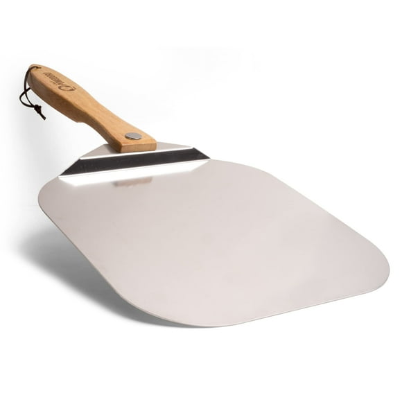 Chef Pomodoro Aluminum Metal Pizza Peel with Foldable Wood Handle for Easy Storage, Pizza Spatula, Gourmet Luxury Pizza Paddle for Baking Homemade Pizza Bread (