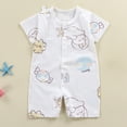 thumbnail image 2 of HCNTES Infant Newborn Baby Unisex Short Sleeve Jumpsuit Romper One-Piece Children Toddler Cozy Pajamas Nighty Homewear for Spring Summer(Y01-Beige,18-24 Months), 2 of 4