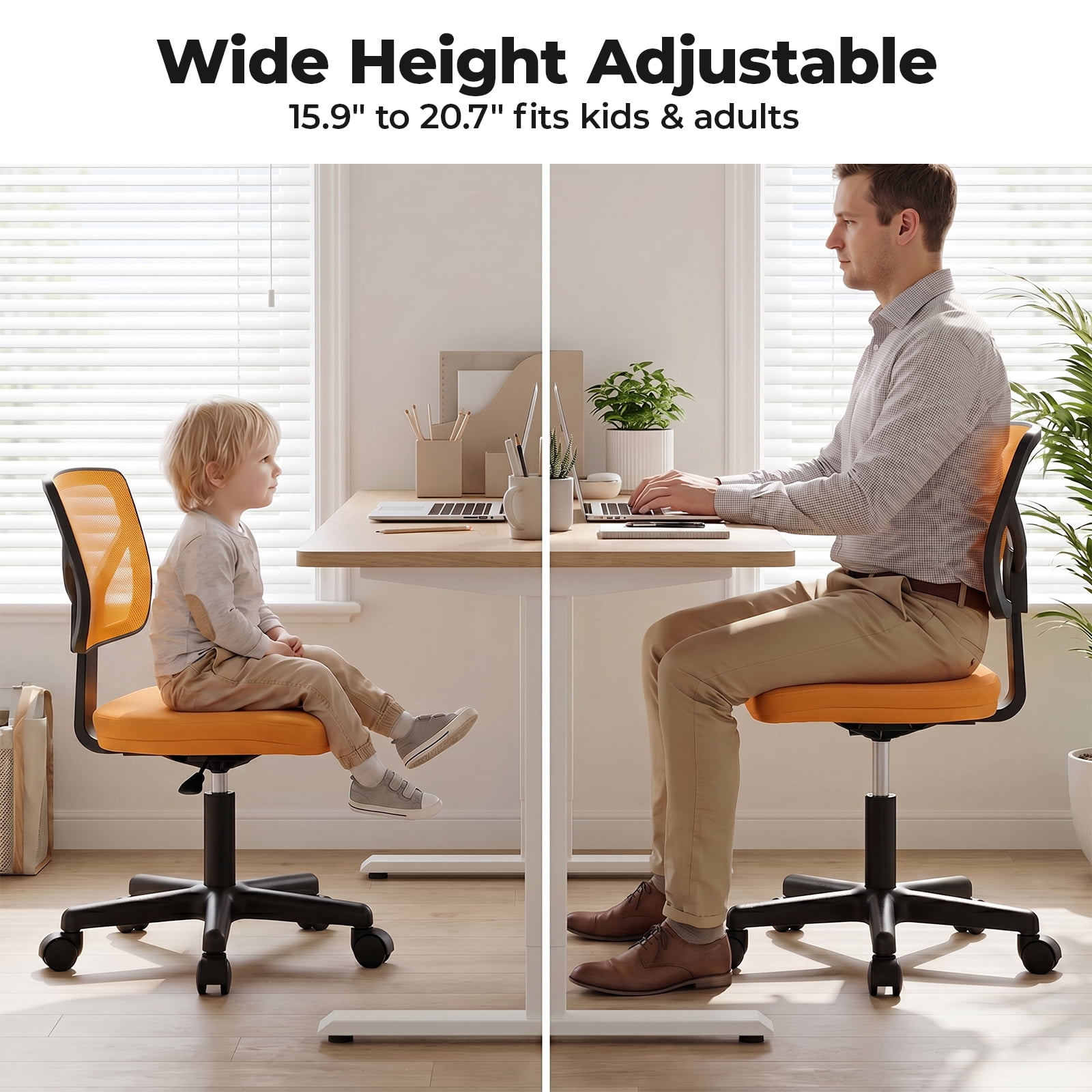 Alvantor Low-Back Mesh Office Chair with Lumbar Support, Armless Swivel Rolling Chair