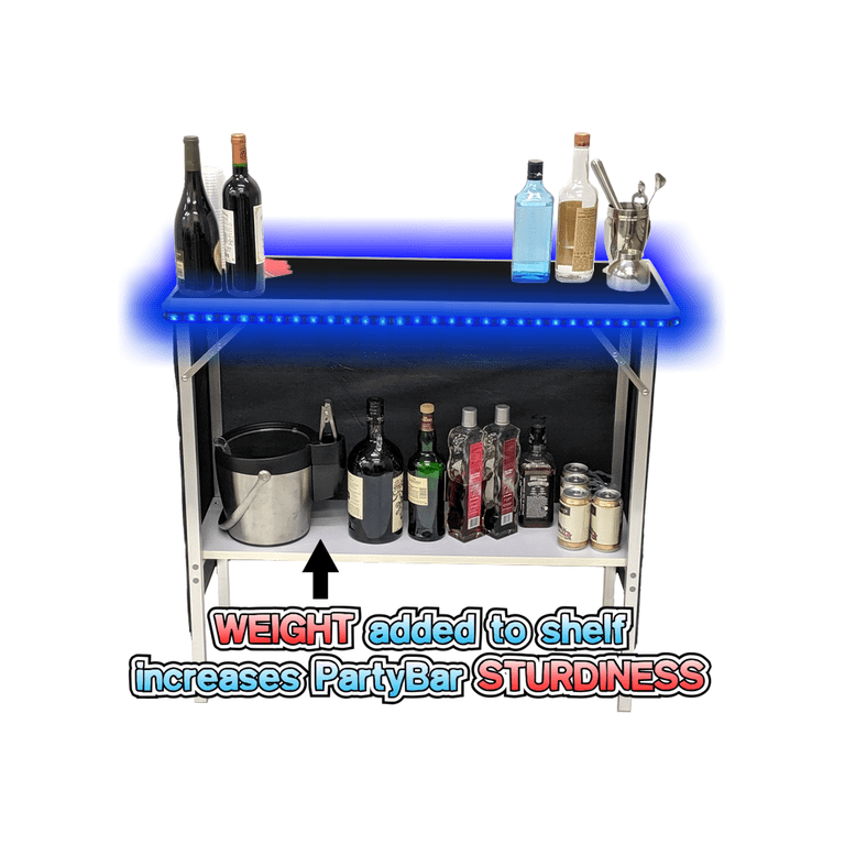 Portable Folding LED Bar With Wireless Remote, 2 Bar Skirts, Storage Shelf & Carrying Case – USA Model