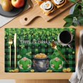 thumbnail image 2 of St. Patrick's Day Placemats Set of 8, Spring Lucky Shamrocks Green Gnomes Plaid Placemats for Dining Table, Place Mats for Kitchen Tabletop, Waterproof Wipeable Dining Table Mats Set, 2 of 9