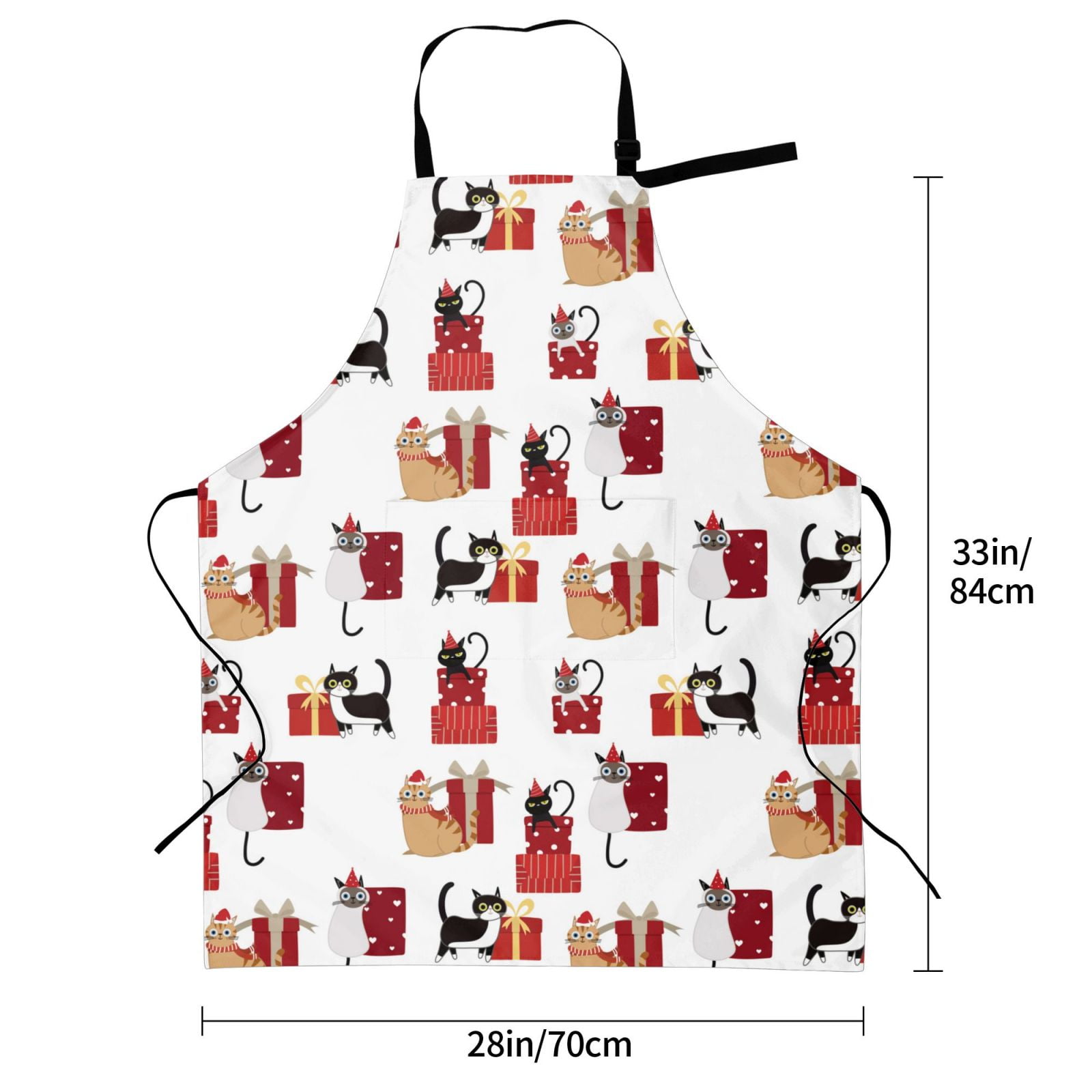 Kdxio Cute Cat And Christmas Gift Apron with Pockets Adjustable Kitchen Aprons for Men Women Waterproof Aprons for Cooking,Drawing,Crafting, Baking Household Cleaning