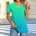 thumbnail image 3 of Scyoekwg Womens Tops Hide Belly Tunic Summer Short Sleeve T Shirts Button V Neck Dressy Casual Loose Blouses for Leggings (Green,XXXL）, 3 of 7