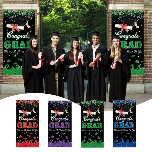 Fondo de foto de graduación 70x43 pulgadas - Fondo de tela de poliéster morado, rojo, azul, verde para las decoraciones de la fiesta de graduación de 2024