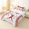 thumbnail image 2 of Erosebridal Red Dripping Baseball Stitch & Batter Silhouette Graphic Twin Comforter Sets 3-Piece, Baseball Graphic Bedding Set for Boys And Girls Kids,Ultra Soft Home Decor, 2 of 6
