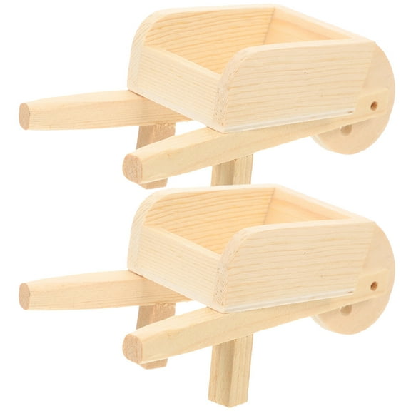 CIMAXIC Set of 2 Mini Wooden Wheelbarrow Models for Home Decoration and Tabletop Display Accents