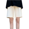 thumbnail image 1 of Timegard Shorts for Women High Waisted Drawstring Straight Leg Casual Loose Workout Shorts Knee Length, 1 of 7