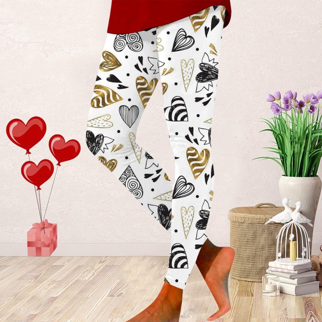 MKLEKYY leggins mujer de vestir Leggings de pantalones de Yoga estampados informales para el Día de San Valentín para mujer