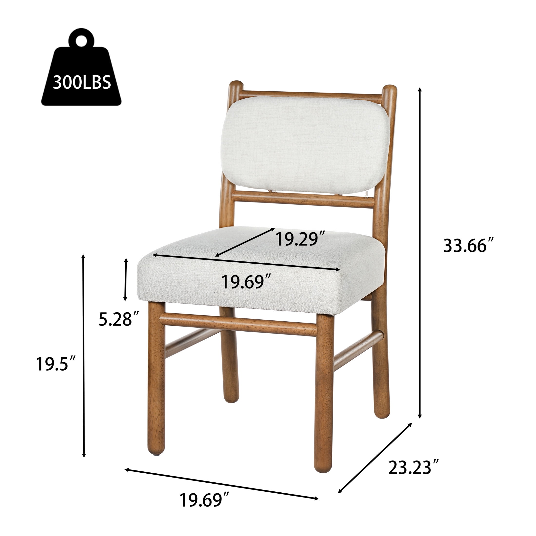 Christopher Knight Home Modern Armless Upholstered Dining Side Chairs, Wood Frame, Dark Walnut+Beige, Set of 4