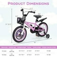 thumbnail image 3 of Costway 16" Kid’s Bike for 4-7 with Height-Adjustable Handlebar & Saddle Handbrake Purple, 3 of 10