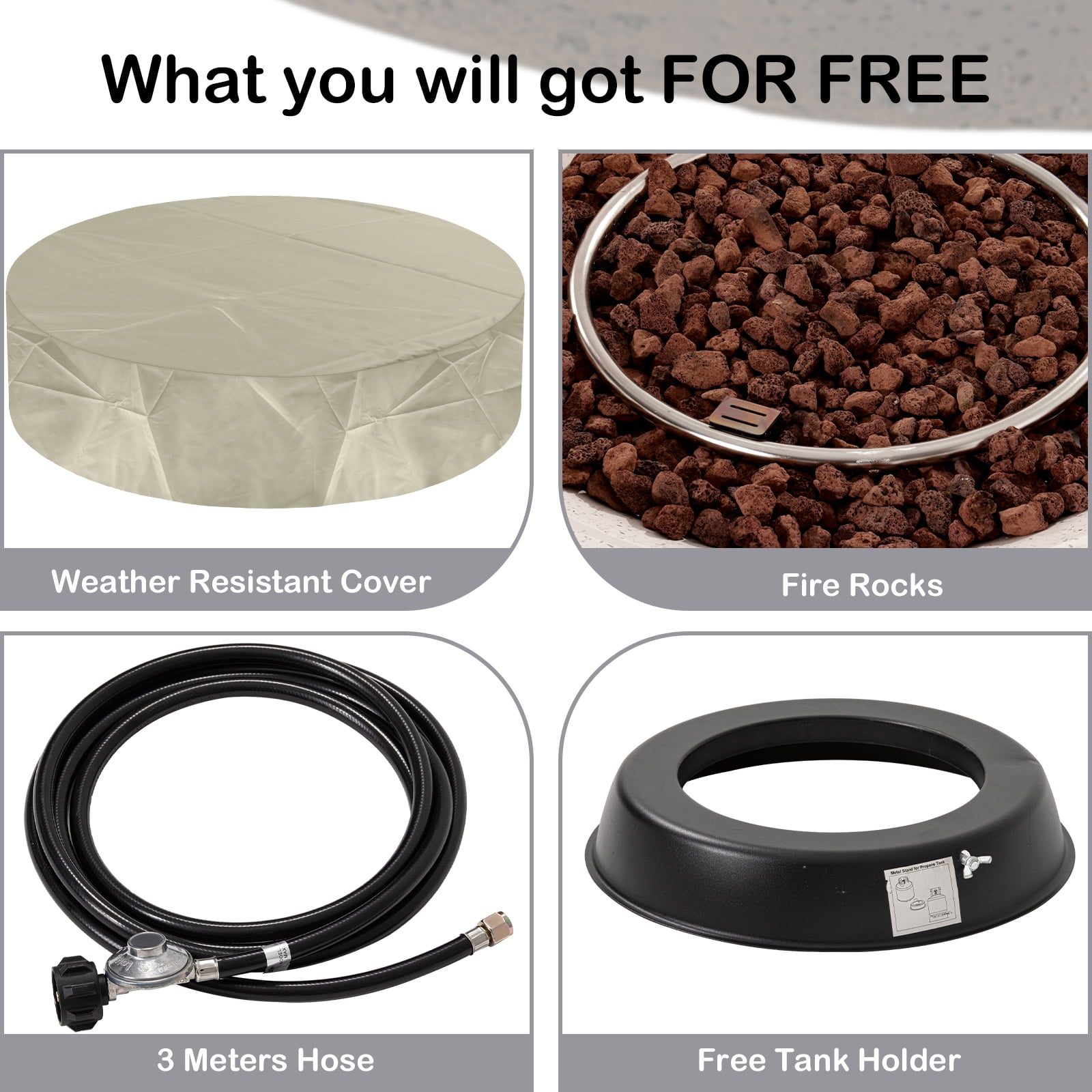 VENTOPYR 35''Outdoor Square Propane Fire Pit Table with Tank and Wind Guard
