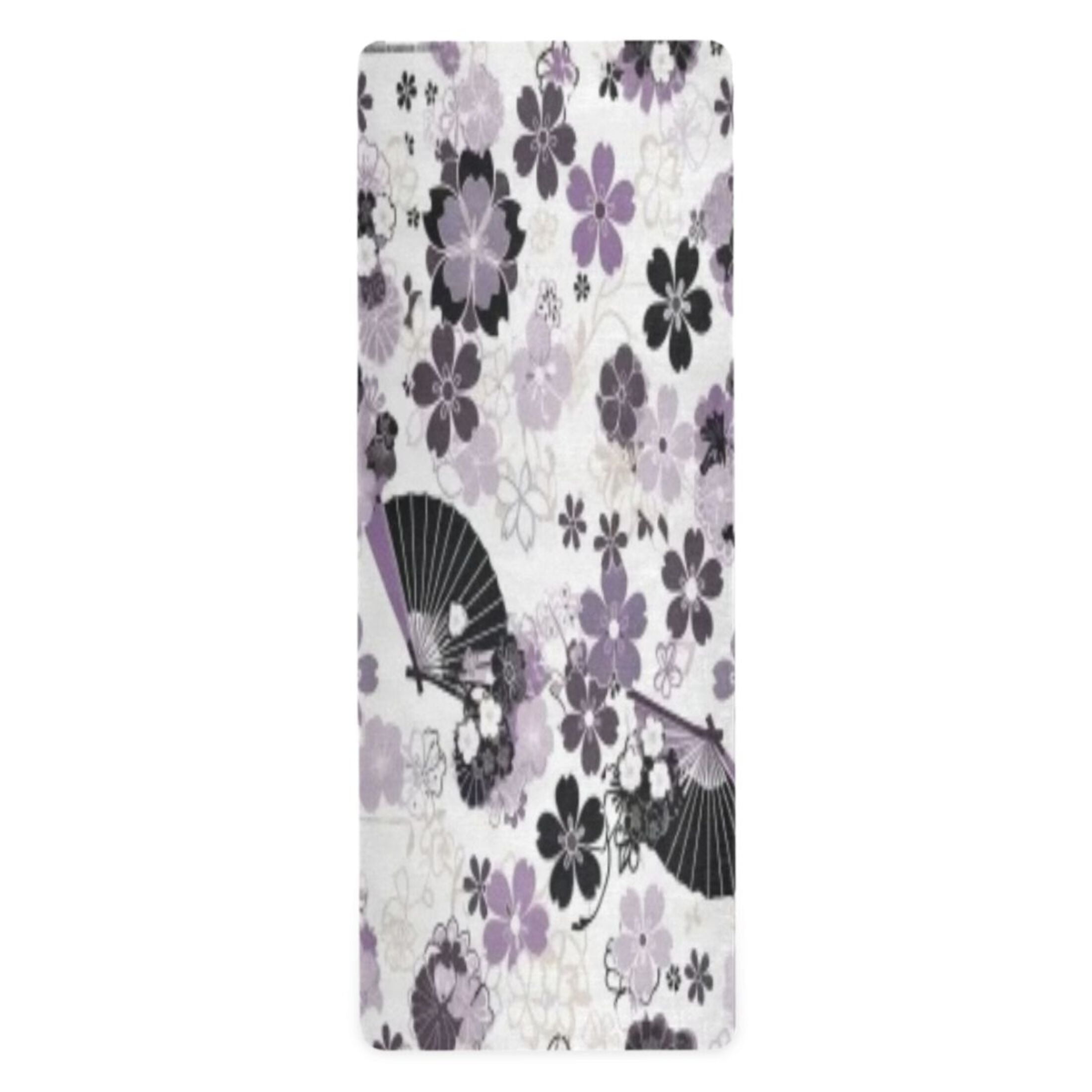 BZSMCE Yoga Mat Women Fitness Mat Black & White Floral Pattern