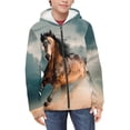 thumbnail image 3 of Xoenoiee Y2K Zip Up Hoodies for Teens Boys Girls Long Sleeve Hooded Sweatshirt Running Horse Print Streetwear Oversize Jackets for Kids, 14-16 Years, 3 of 7