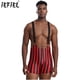 thumbnail image 2 of Camiseta de lucha libre para hombre, mono navideño a rayas, mono activo calado, lencería, leotardo para seguidores atléticos, 2 of 5
