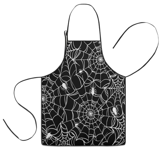 White Spider Webs and Spiders Kids Aprons for Girls and Boys,Adjustable Neck Strap Toddler Aprons for Kids Cooking Baking