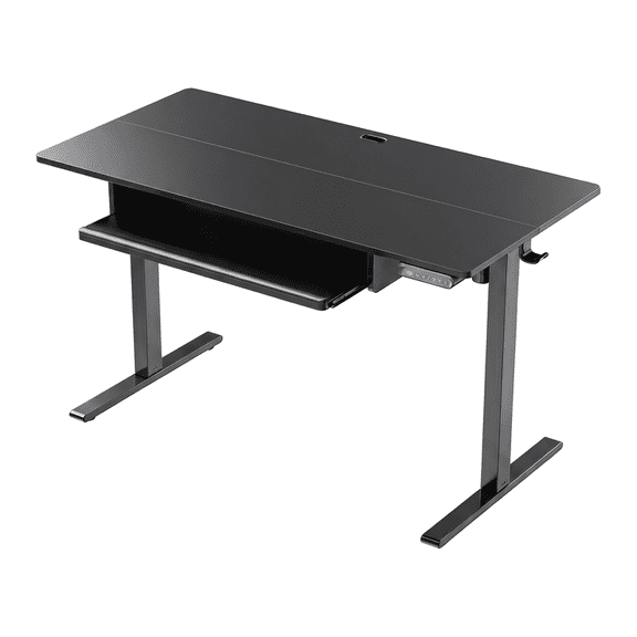 Kyspho 48" x 24" Electric Standing Desk with Keyboard Tray Adjustable Sit Stand up Desk with Headphone Hook & 4 Height Memory Pre-Set Black