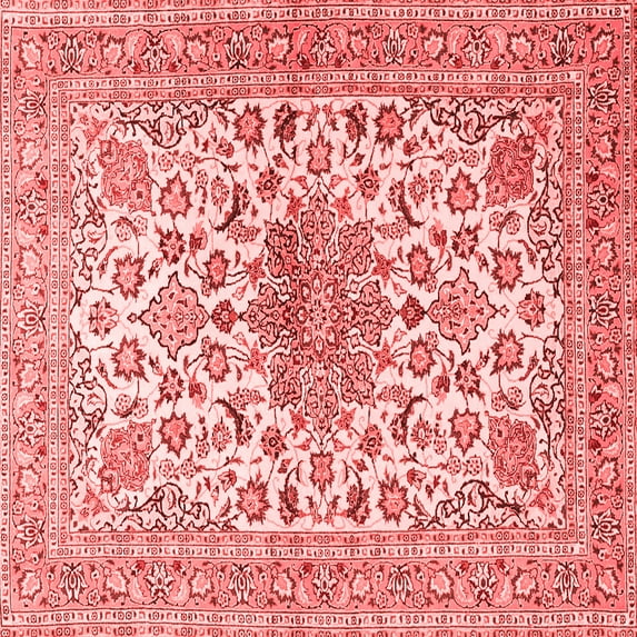 Ahgly Company Indoor Square Medallion Red Traditional Area Rugs, 6' Square