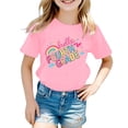 thumbnail image 1 of School Uniform Tshirts Girls Casual Letter Print Tee Short Sleeve Round Neck Top Girls Tshirts Light Pink 3-4 Years, 1 of 3