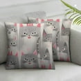 thumbnail image 2 of Wuche  Cat Throw Pillow Cover Cute Cartoon Animal Kitten Head Doodle Smile Rectangle Pillow Cases Home Decorative Cushion Cover for Bed Sofa Grey White Black 2pc, 2 of 6