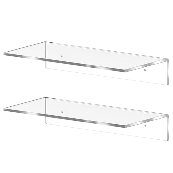 Baluue Set of Floating Wall Shelves Plastic Mounted for Home Storage, Organization and Decorative Display