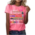 thumbnail image 1 of Pisexur Hauts pour Femmes, Hauts d'Été pour Femmes, Nouveau Pull à Manches Courtes Col Rond Décontracté Imprimé Rose, 2TG, 1 of 4
