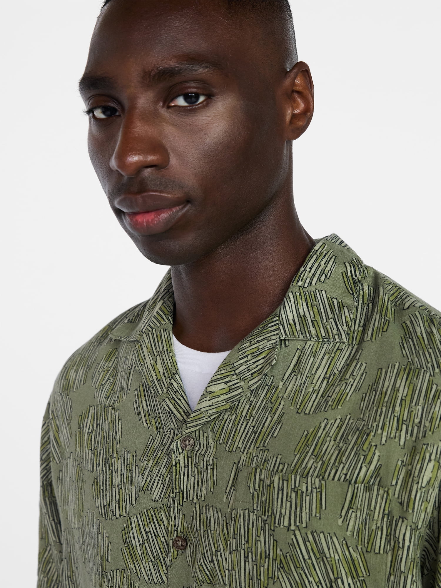 George Men's Relaxed Fit Linen Blend Camp Shirt with Short Sleeves, Sizes S-5XL, LT-3XLT