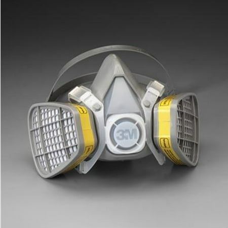 Air Half Mask Respirator - 3M Large Yellow Thermoplastic Elastomer Half Mask 5000 Series Disposable Air Purifying Respirator With 4 Point Harness
