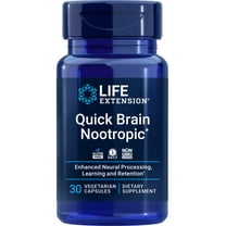 Life Extension Quick Brain Nootropic, fast thinking, learning, concentration, lutein, zeaxanthin, gotu kola, bacopa, gluten-free, non-GMO, vegetarian, 1 daily, 30 capsules